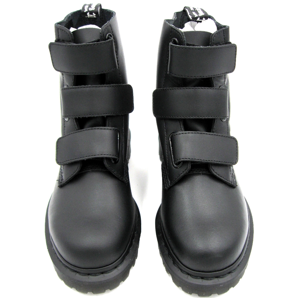 Rare Dr. Martens Coralia Women Black Velcro Combat Moto Boots Sz Us7
